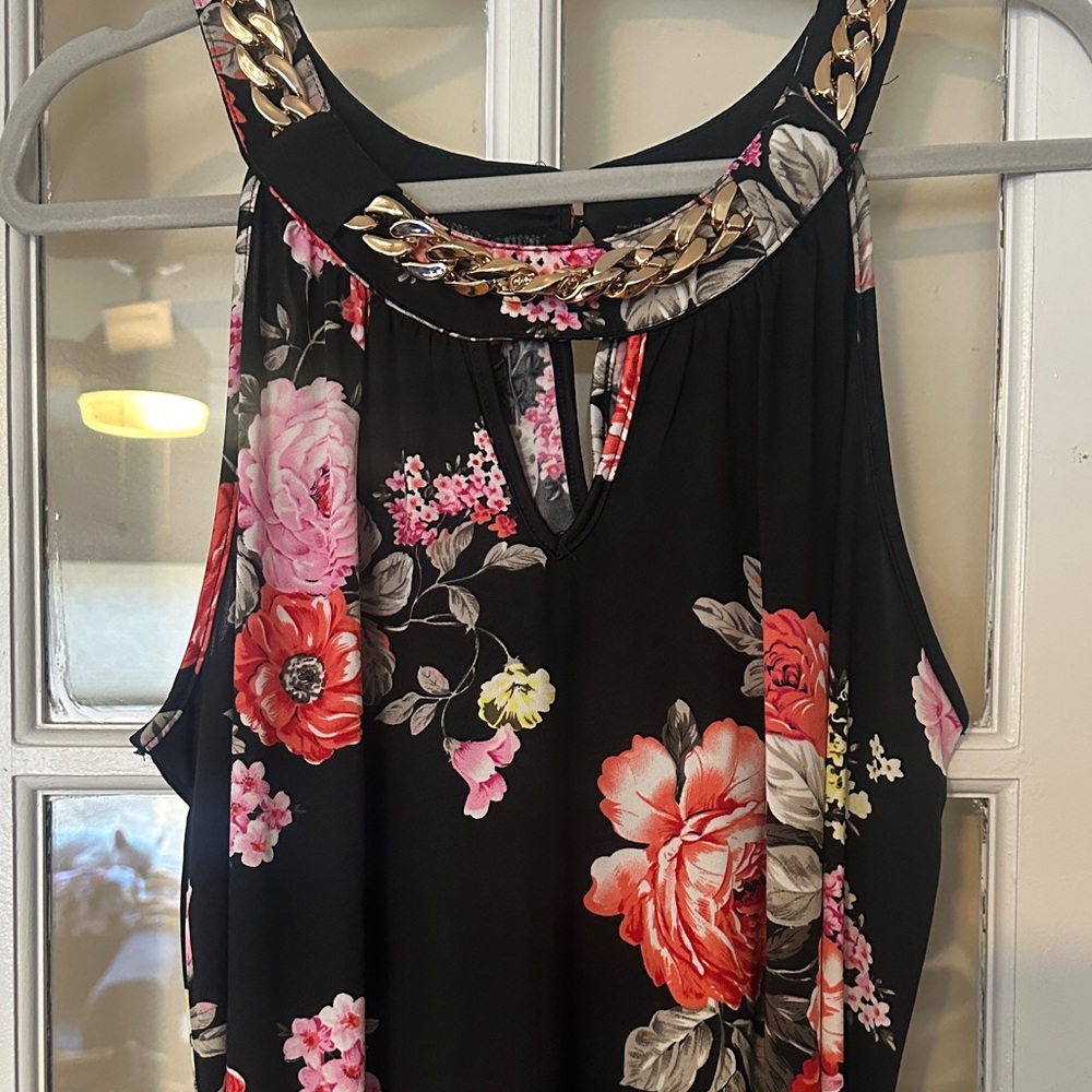 Magic Black Maxi Dress with Pink and Red Floral Print - Picture 4 of 10